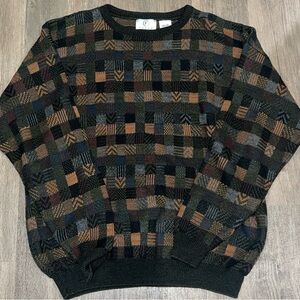 Farah Men's Checkered Crewneck Sweater - Black, Brown, Green